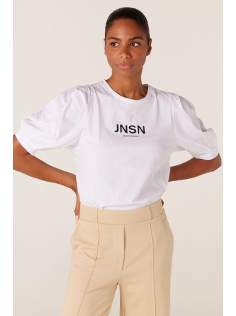 Juffrouw Jansen T-shirt JINTE SS24 CO173 LOGO SHIRT SHORT SL 000032 WHITE BLACK