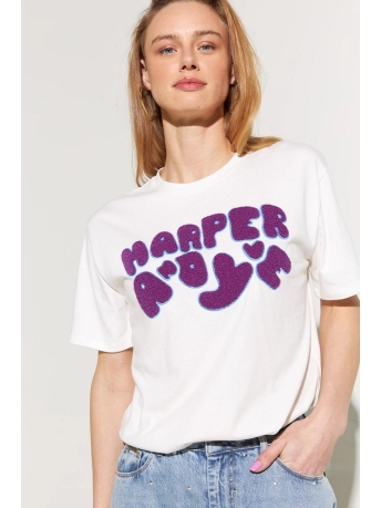 Harper & Yve T-shirt LOGO SS SS24D304 100 cream white
