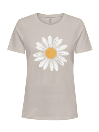 Only T-shirt ONLCECILIA LIFE O NECK TEE CS JRS 15334682 PUMICE STONE/DAISY