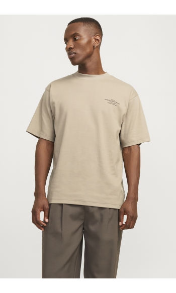 JPRBLACHAD BRANDING SS CREW NECK TE 12259357 GREIGE