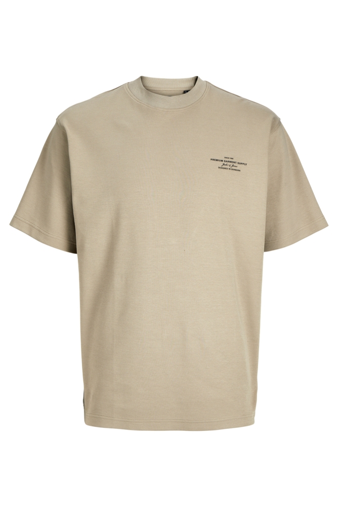 Jack & Jones beige heren t-shirt | Vooraanzicht