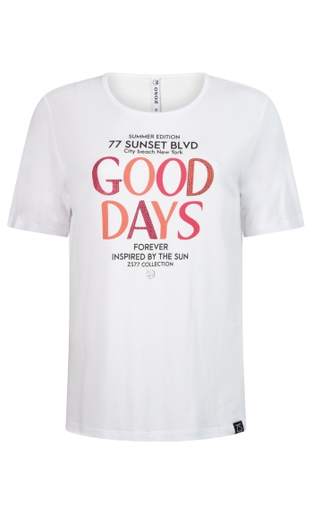 SUNSET T SHIRT WITH PRINT 242 0016 0400 WHITE PINK