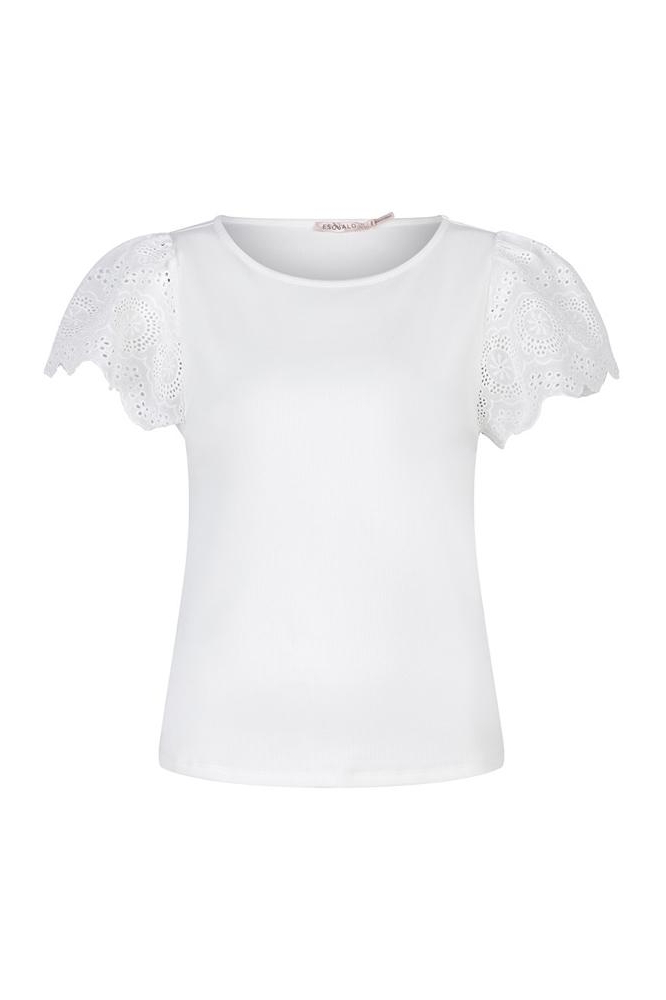 TOP RIB BRODERIE SLEEVE HS24 05200 120 off white