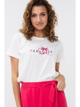 EsQualo T-shirt T SHIRT PARADISE HS24 05202 909 off white / magenta