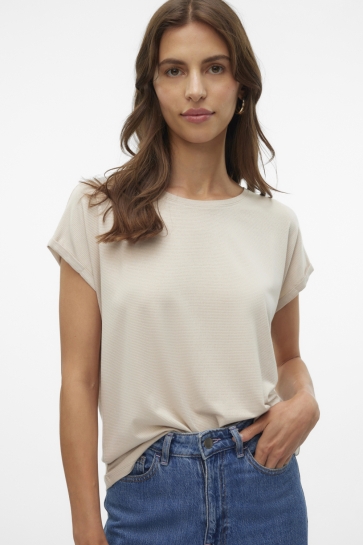 Vero Moda VMLAVA GLITTER SS TOP STRIPE GA JRS 10250488 OATMEAL/GOLD LUREX