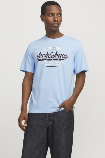 JJELOGO TEE SS O-NECK 2 COL SS25 SN 12268267 CHAMBRAY BLUE/MELANGE