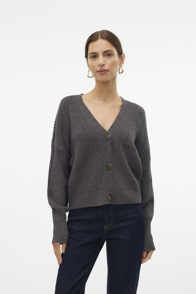 Vero Moda grijze dames vest | Model vooraanzicht