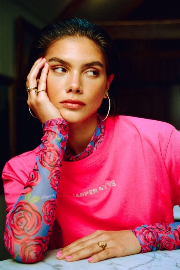 Harper & Yve T-shirt RHINESTONE SS SS25Y301 601 hot pink