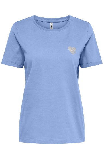Only T-shirt ONLKITA LIFE S/S TOP NOOS 15244714 OPEN AIR/SILVER GLITTER