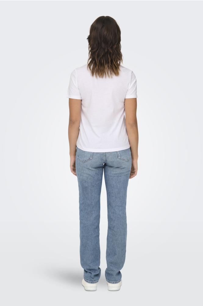 Only witte dames t-shirt | Model achteraanzicht