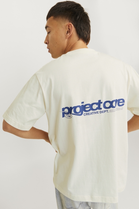 Jack & Jones beige heren t-shirt | Model achteraanzicht