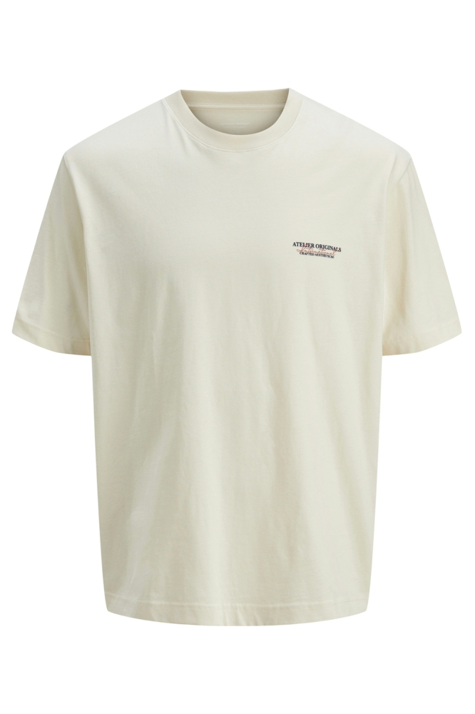 Jack & Jones ecru heren t-shirt | Vooraanzicht