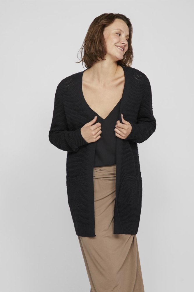 Vila zwarte dames vest | Model vooraanzicht