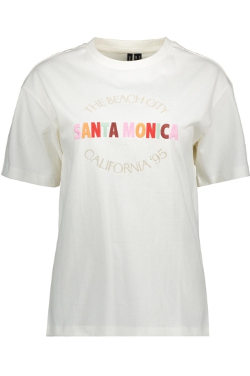 Vero Moda T-shirt VMSARA MIA SS TOP BOX JRS SPE GA 10325349 SNOW WHITE/SANTA MONICA