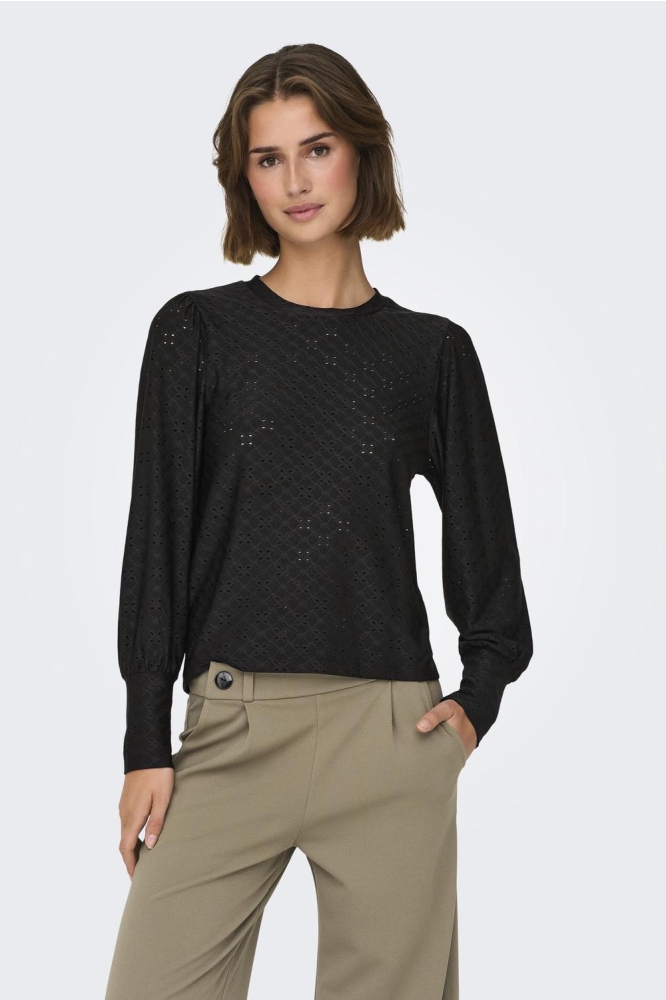 Jacqueline de Yong zwarte dames blouse | Model vooraanzicht