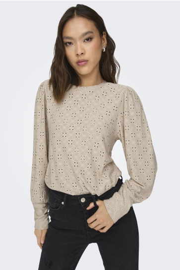 Jacqueline de Yong Blouse JDYCATHINKA L/S BELLSLEEVE TOP JRS 15320573 CEMENT