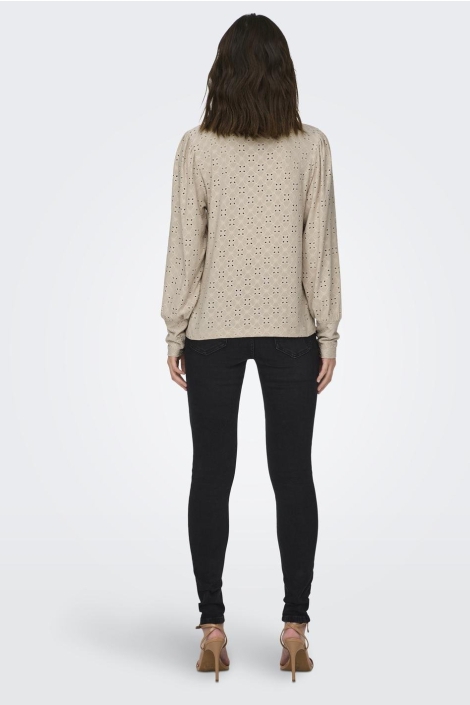 Jacqueline de Yong beige dames blouse | Model achteraanzicht