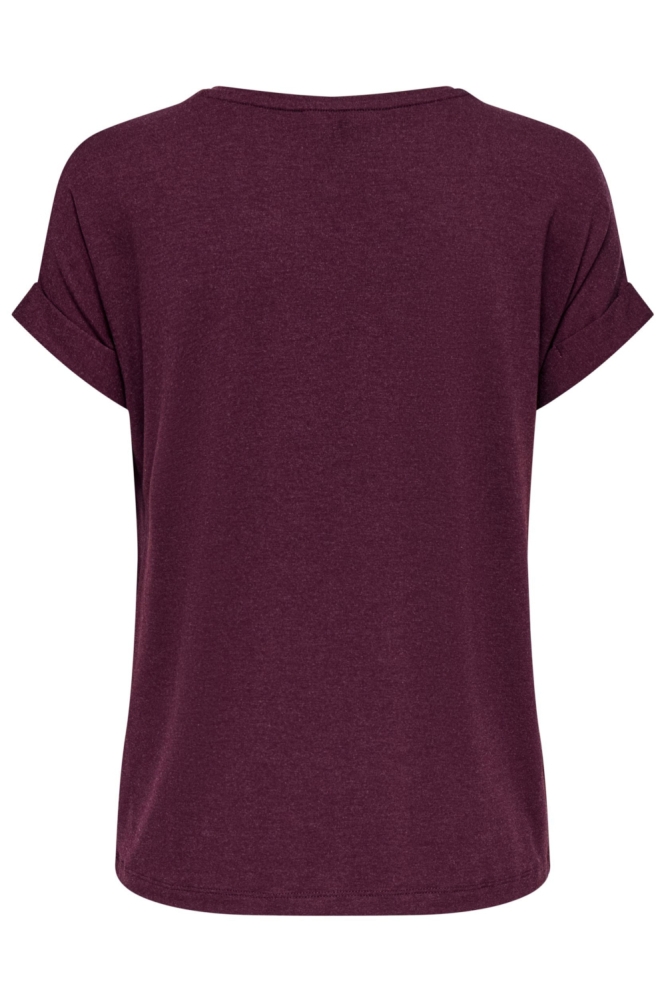 Only bordeaux dames t-shirt | Achteraanzicht