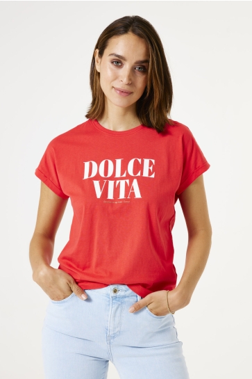 Garcia T-shirt T SHIRT E50201 3979 RUBY RED