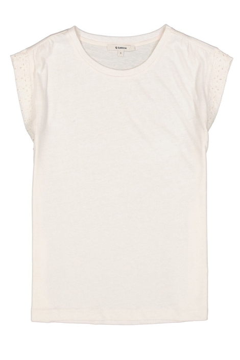 Garcia ecru dames t-shirt | Vooraanzicht