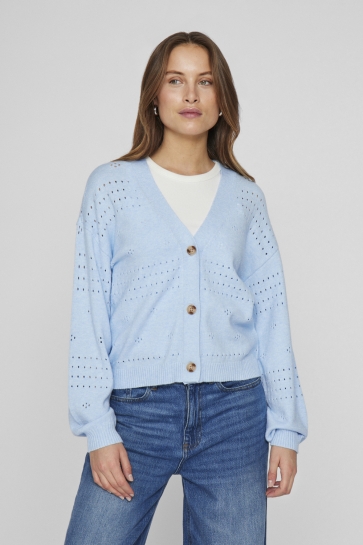 Vila Vest VIRIL V-NECK L/S KNIT CARDIGAN - NO 14102703 KENTUCKY BLUE/MELANGE