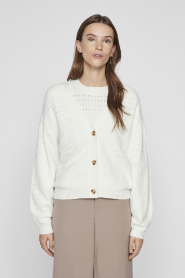 Vila Vest VIRIL V-NECK L/S KNIT CARDIGAN - NO 14102703 WHITE ALYSSUM