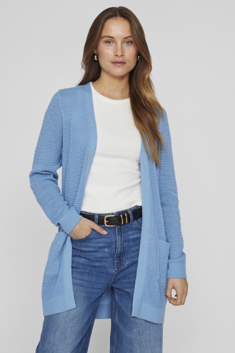 Vila blauwe dames vest | Model vooraanzicht