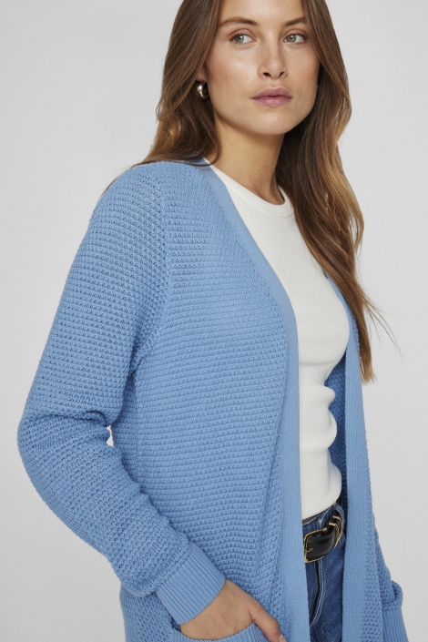 Vila blauwe dames vest | Close up