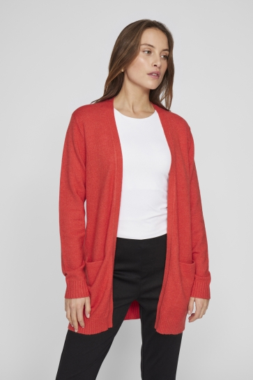 Vila Vest VIRIL OPEN L/S KNIT CARDIGAN - NOOS 14044041 AURORA RED/DARK MELANGE