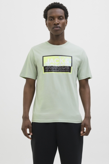 Jack & Jones T-shirt JCOLOGAN SUMMER PRINT TEE CREW NECK 12283825 AQUA GREY