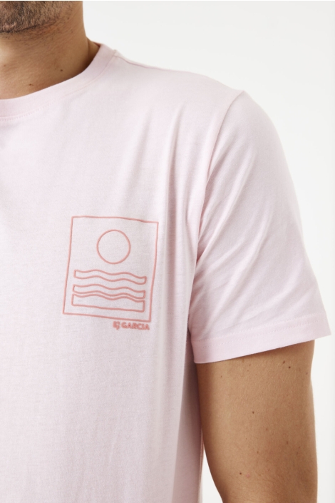 Garcia roze heren t-shirt | Close up