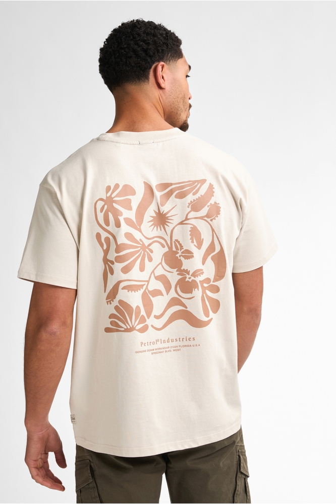 Petrol Industries beige heren t-shirt | Model achteraanzicht