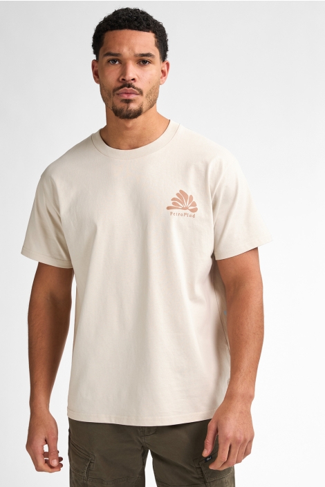 Petrol Industries beige heren t-shirt | Model vooraanzicht