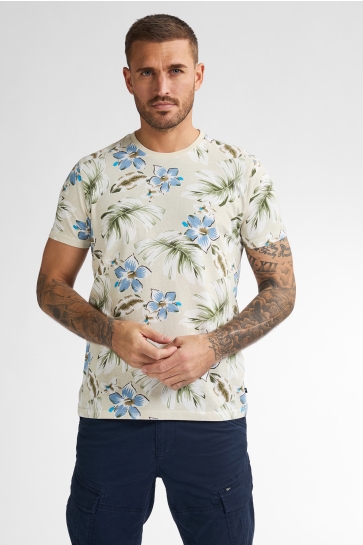 Petrol Industries T-shirt AOP T SHIRT HIBISCUS M 1050 TSR655 0112 Seashell