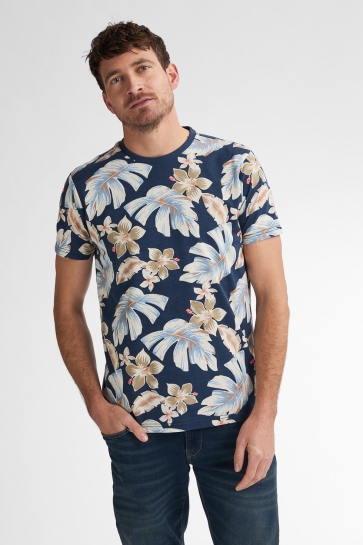 Petrol Industries T-shirt AOP T SHIRT HIBISCUS M 1050 TSR655 5178 Navy Blue