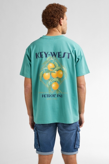 Petrol Industries T-shirt T SHIRT MET RUG PRINT M 1050 TSR649 6169 Aqua Green
