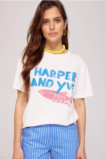 Harper & Yve T-shirt PINKFISH SS HS25Y306 101 Ecru