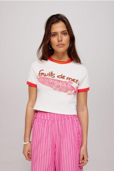 Harper & Yve T-shirt FRUITSDEMER SS HS25Y309 101 Ecru