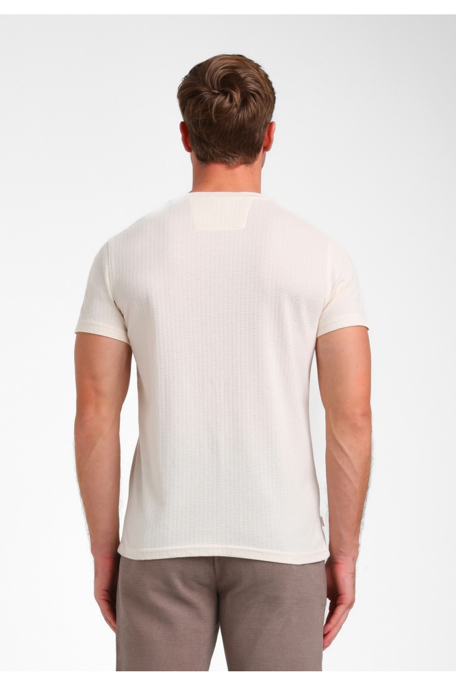 Gabbiano beige heren t-shirt | Model achteraanzicht