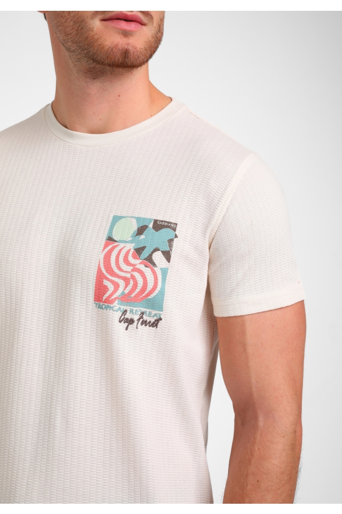 Gabbiano beige heren t-shirt | Close up