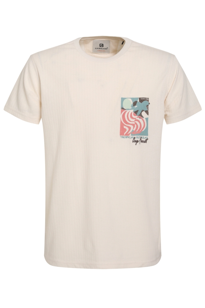 Gabbiano beige heren t-shirt | Vooraanzicht