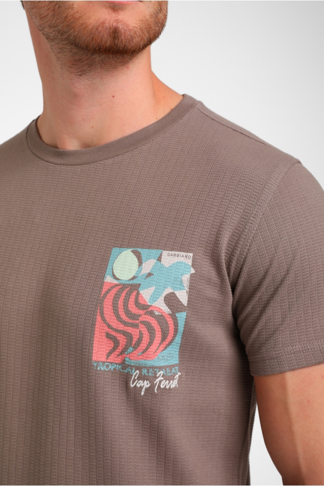 Gabbiano taupe heren t-shirt | Close up