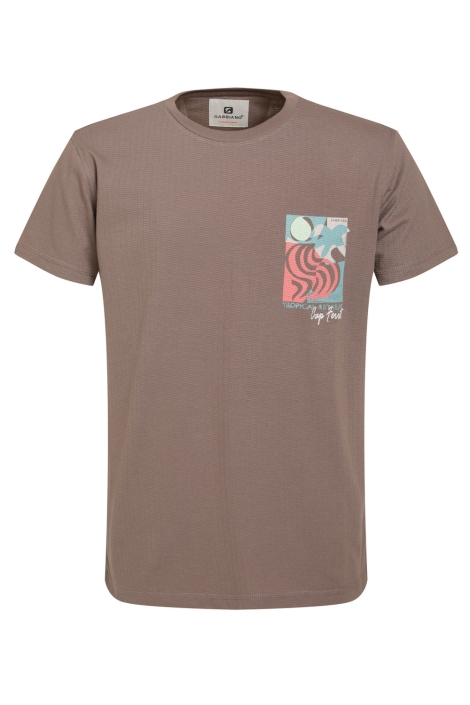 Gabbiano taupe heren t-shirt | Vooraanzicht