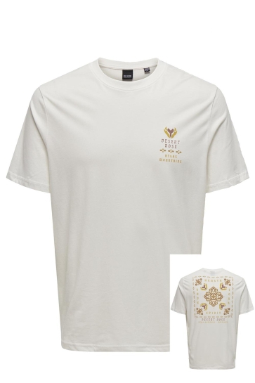Only & Sons T-shirt ONSMANUEL LIFE REG SS DESERT TEE CS 22035647 CLOUD DANCER/DESERT ROS
