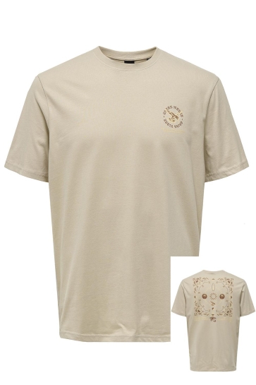 Only & Sons T-shirt ONSMANUEL LIFE REG SS DESERT TEE CS 22035647 Silver Lining/WAVES