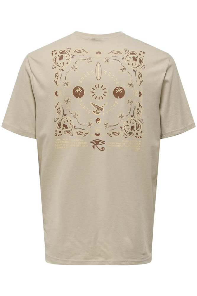 Only & Sons beige heren t-shirt | Achteraanzicht