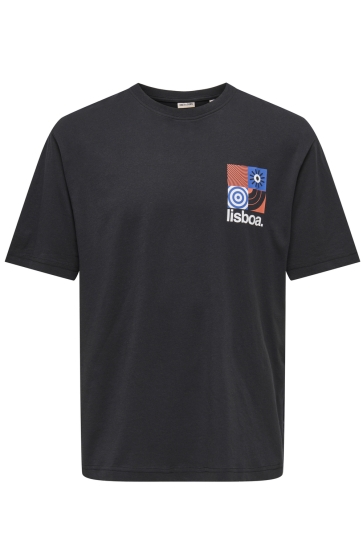 Only & Sons T-shirt ONSKEANE RLX SS PRINTED TEE CS 22029734 Black/LISBOA CREA