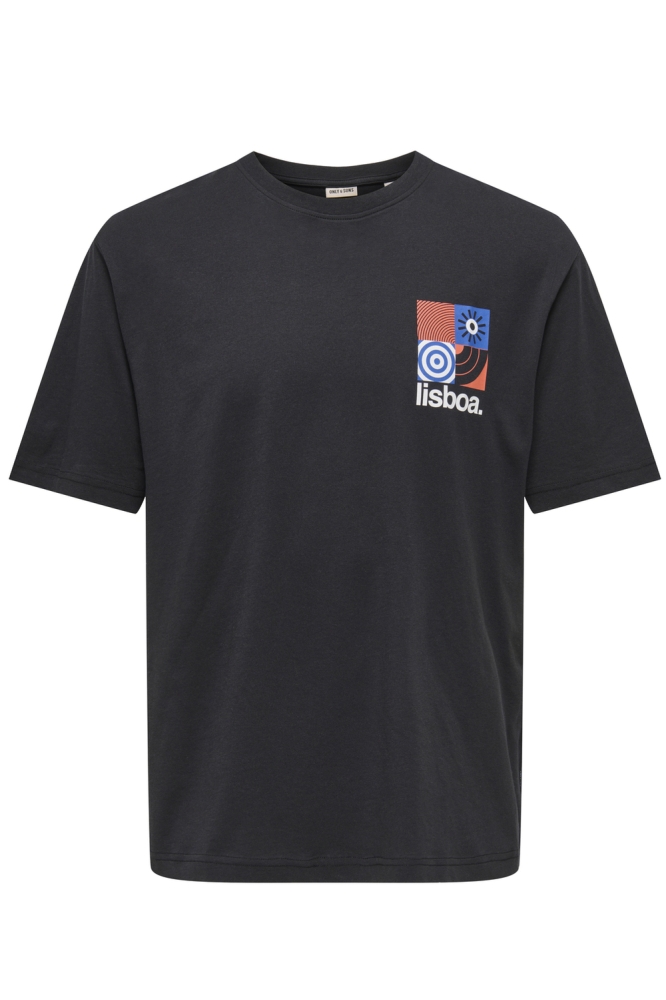 ONSKEANE RLX SS PRINTED TEE CS 22029734 Black/LISBOA CREA