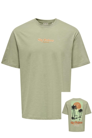 Only & Sons T-shirt ONSLUIS PALM RLX SS TEE CS 22035584 LAUREL OAK/LAUREL OAK SKY PALMS