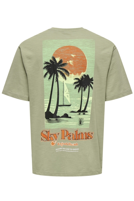 Only & Sons groene heren t-shirt | Achteraanzicht